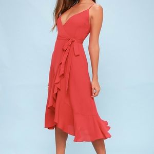 Lulus pink wrap dress